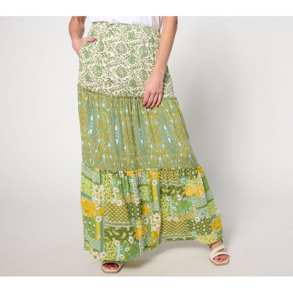 SUNNYLiFE Women's Plus Sz Skirt 1X Denim & Co. Canyon Multi-colored